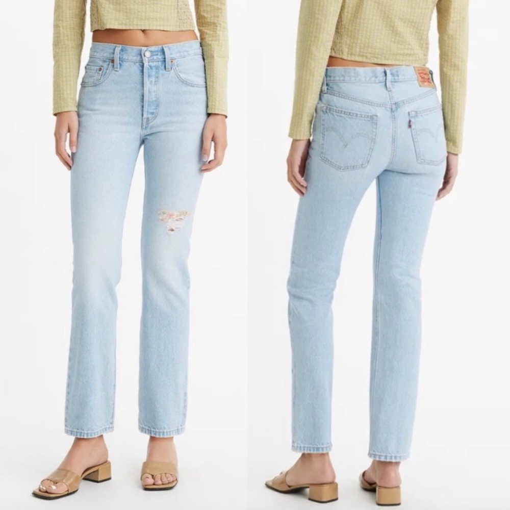 Levi’s 501 150th Anniversary Destructed Straight Leg Jeans Size 27 Light Indigo